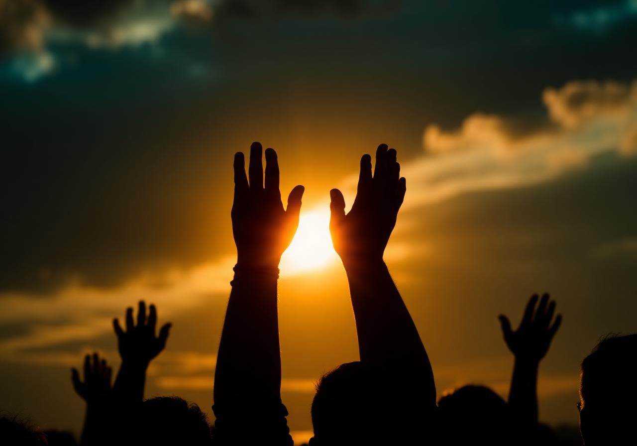 Hands raised in worship